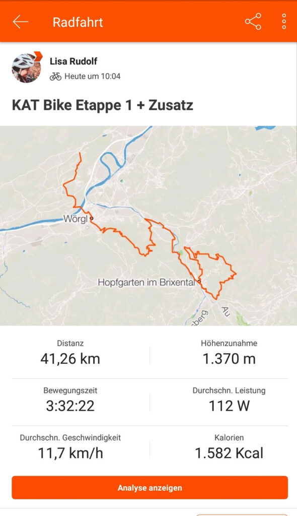 Kat Bike Etappe1 auf Strava